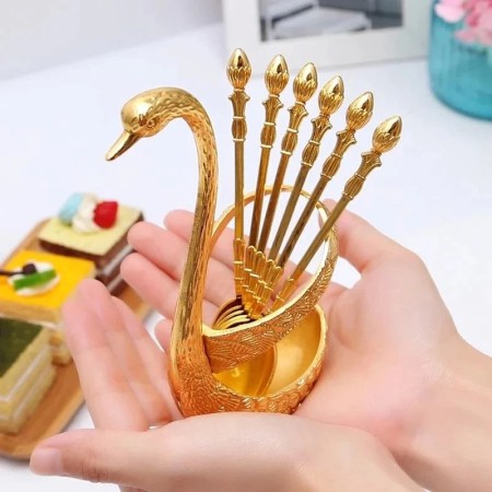 Swan Spoon Set Golden