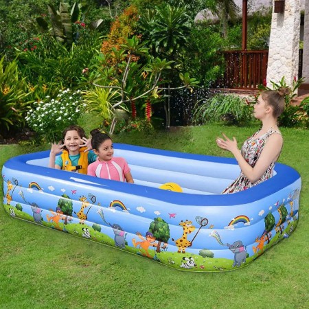 8.5ft With Free Electric Pumper Family Size Inflatable Swimming Pool
