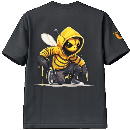 Ash gray x Angry Bee Drop Shoulder Tshirt